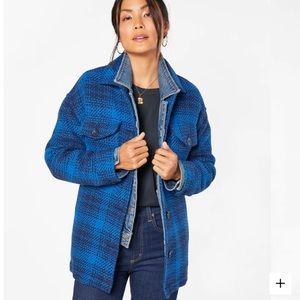 Outerknown Cloud Weave Shirt Jacket XS Organic Cotton Blue Black Plaid NWT